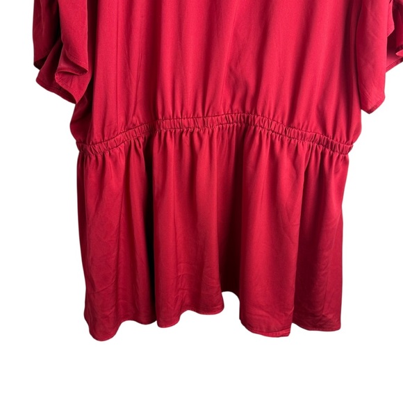 Torrid Red Surplice Wrap Peplum Blouse Size 4X Flowy Plus Size Top Holiday Basic - Picture 7 of 8